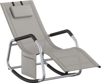 Songmics Mecedora con coj&iacute;n ajustable de acero de color gris