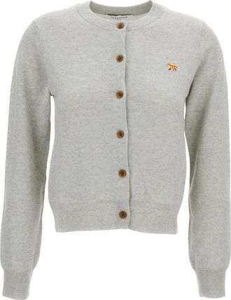 Maison Kitsun&eacute; Baby Fox Merino Regular Cardigan - Dames - Vesten - Grijs - XS - Wol - Truien & Vesten