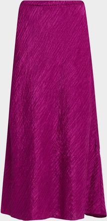 Eileen Fisher Crinkled Bias-Cut Silk Jacquard Maxi Skirt