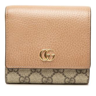 Gucci Pre-owned Gucci Bicolor GG Marmont Calfskin and GG Supreme Bifold Wallet Ladies AO5YXNG59ZOT4RWI