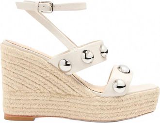 Cinq &agrave; Sept Womens Georgia Studded Wedge Espadrille Sandal In Pearl