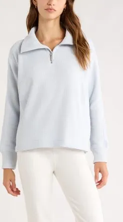 Zella Half Zip Waffle Stitch Sweatshirt in Blue Ancient Marl at Nordstrom Rack, Size X-Large