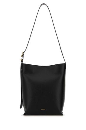 Jil Sander Black Leather Cannolo Shoulder Bag