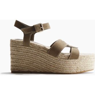 H&M Wedge-heel espadrilles in Khaki Green at Nordstrom, Size 11