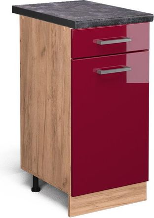 Vicco Mueble Bajo De Cocina R-line, Rojo Burdeos Alto Brillo, 40 Cm, Et Antracita Vicco