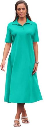 Jessica London Notch Neck Midi Dress in Aqua Sea at Nordstrom, Size Medium