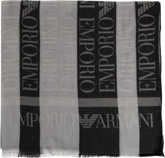 Emporio Armani Accessoires, Dames, Grijs, ONE Size, Logo Sjaal