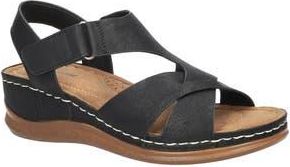 Easy Street Lani Faux Leather Wedge Sandal in Black at Nordstrom Rack, Size 9.5
