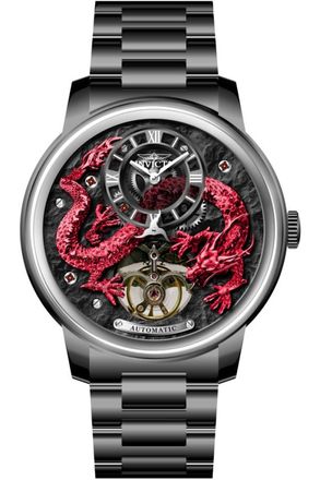 Invicta Objet D Art 70555 Herenhorloge - Automatisch Uurwerk - Roestvrij Staal met Rode Wijzerplaat - 46 mm