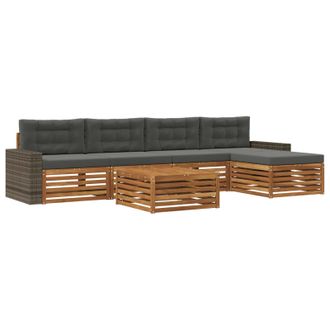 vidaXL Conjunto De Sof&aacute;s De Exterior 6 Pcs Natural Y Antracita Vidaxl