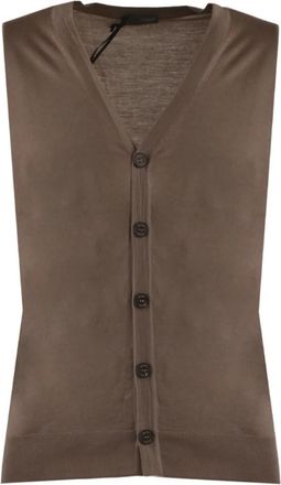 Drumohr Vests - Heren - Vesten - Bruin - L - Wol - Truien & Vesten