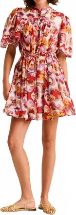 Carolina K Kerry Dress With Puff Sleeves & Drawstring Waist In Paisley Floral