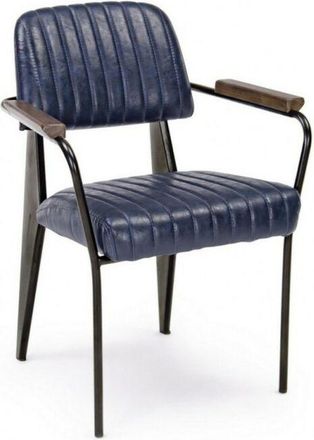 BIZZOTTO Bizzotto - Silla Nelly De Estilo Vintage En Ecopiel Con Reposabrazos Azul 84 H Cm