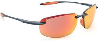 Maui Jim Hookipa Ultra Fashion Sunglasses Matte Solid Dark Blue with Orange/Hawaii Lava Polarized, Nylon/Plastic