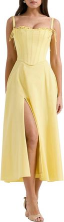 House of CB Clarabelle Corset Bodice Pima Cotton Blend Cocktail Dress in Light Yellow at Nordstrom, Size X-Large A