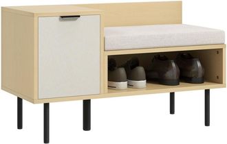 HOMCOM Homcom - Banco zapatero zapatero de entrada recibidor con coj&iacute;n puerta y estante zapatero con asiento para sal&oacute;n pasillo dormitorio 80x35x47 cm