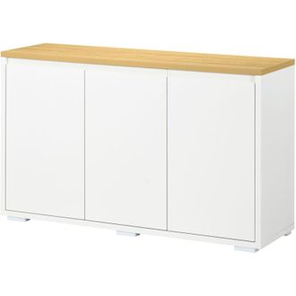 HOMCOM Mobile Multifunzionale con 2 Armadietti con 3 Ante Bianco 120x37x75cm