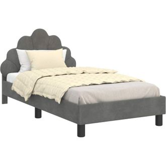 vidaXL Childrens Bed Frame with Headboard Dark Grey 80 x 160 cm vidaXL