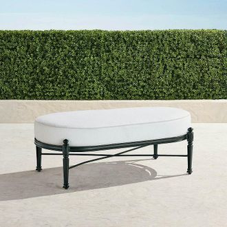 Frontgate Carlisle Oversized Cuddle Lounge Ottoman with Cushions in Onyx Aluminum - Standard, Linen Flax with Logic Bone Piping - Frontgate