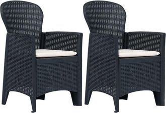 vidaXL Sillas De Jard&iacute;n Con Cojines 2 Unidades Pl&aacute;stico Aspecto Rat&aacute;n Vidaxl