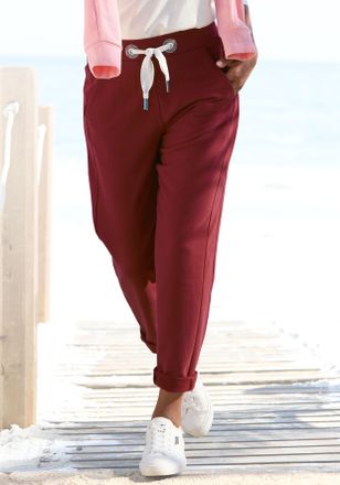 Elbsand Sweathose ELBSAND Brinja, Damen, Gr. XXL (44), N-Gr, weinrot, Sweatware, Obermaterial: 95% Baumwolle, 5% Elasthan, unifarben, figurumspielend lang, Ho