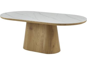 Habitat et Jardin Mesa De Comedor Ovalada De Cer&aacute;mica bellagio - 8 Plazas - Blanco Y Marr&oacute;n
