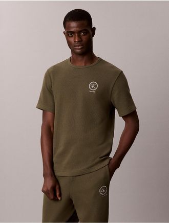 Calvin Klein Mens Brushed Waffle Sleep Tee - Green - XL