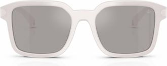 Moncler Quaderna Light Grey Mirror Silver Square Unisex Sunglasses ME6006 30136G 53