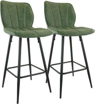 Elama 2 Piece Faux Leather Bar Chair with Metal Legs in Green at Nordstrom