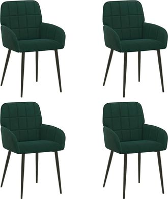vidaXL Sillas De Comedor 4 Uds. Terciopelo Verde Oscuro Vidaxl