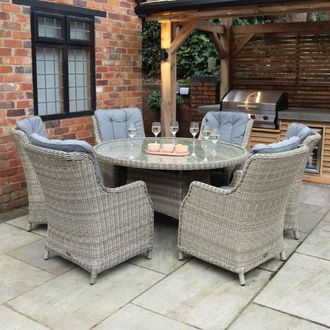 Royalcraft Wentworth 6 Seater Comfort Dining Set in Beige