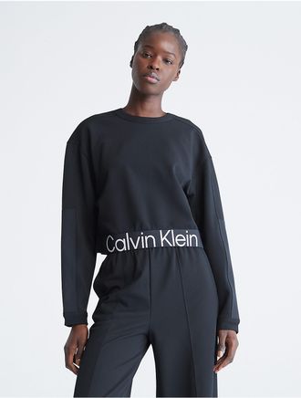 Calvin Klein Calvin Klein Womens Sport Icon Cropped Crewneck Sweatshirt - Black - XS