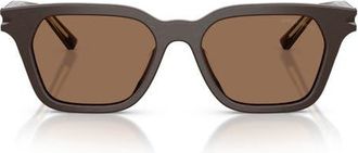 Armani 52mm Square Sunglasses in Brushed Brown /Dark Brown at Nordstrom