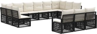 vidaXL Conjunto De Sof&aacute;s De Jard&iacute;n 13 Uds. Negro Rat&aacute;n Sint&eacute;tico Vidaxl