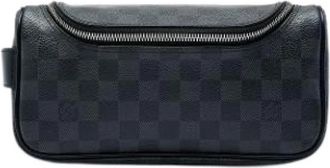 Louis Vuitton Pre-owned Damier Canvas Pouch - Heren - Vintage Clutch - Zwart - ONE Size - Leer - Vintage