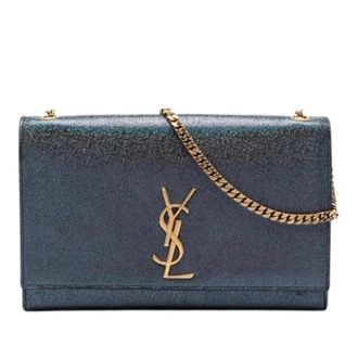 Saint Laurent Tweedehands leren schoudertassen - Dames - Pre-owned - Blauw - Maat: ONE Size Leer