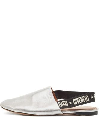Givenchy logo leather flat mules - Silver