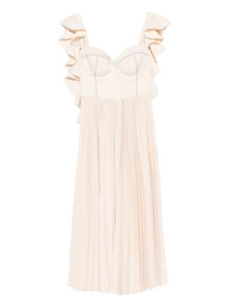 Parlor ruffled pleated midi dress - women - Polyester/Elastane - 36 - Neutrals