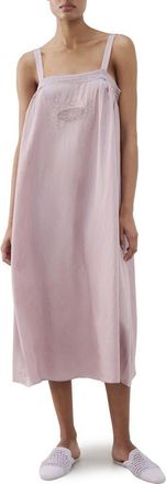 Mango Embroidered Lace Trim Nightgown in Purple at Nordstrom, Size Small