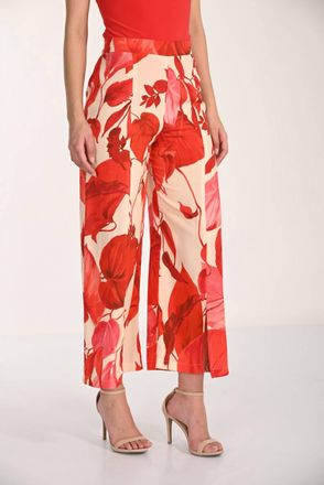 Frank Lyman Design Floral High-Waisted Trousers In Beige/lust