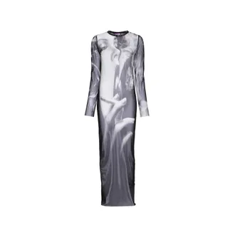 Jean Paul Gaultier Graphic-print Long-sleeve Maxi Dress