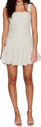 Minkpink Sabrina Bubble Mini Dress In Sage Gingham