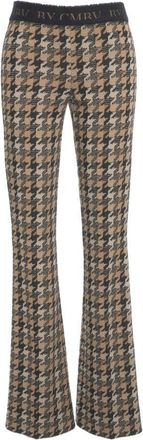 Cambio Houndstooth Flared Trousers With Elastic Waistband