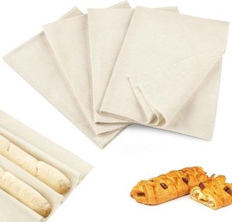 OEM 4 Pa&ntilde;os De Cocina Para Pan De Masa Madre, 35,5 X 47,5 Cm, Pa&ntilde;os Gruesos Reutilizables Para Pan, Baguettes, Pasteles Y Elaboraci&oacute;n De Pan