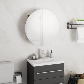 vidaXL Armario De Ba&ntilde;o Con Espejo Redondo Y Led Roble 40x40x17,5 Cm Vidaxl