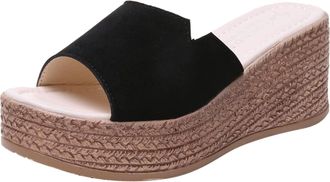 Generic Platform Sandals For Women Minimalist Strap Sandals Casual Espadrille Sandal Solid Color Suede Sandal Classic Open Toe Shoe Waterproof Shoes Comfortab