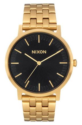 Nixon Porter Bracelet Watch, 40mm in All Gold /Black at Nordstrom