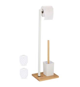 Relaxdays WC Garnitur Schwarz - Klopapierhalter Mit Klobürste, 72,5cm Hoch