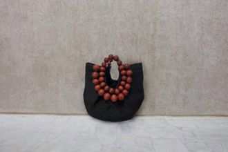 Aran&aacute;z Womens Luxury Cueba Beaded Handbag In Black Brown Bead