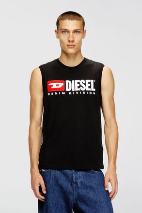 Diesel Tank top with chest logo print - T-Shirts - Man - Black